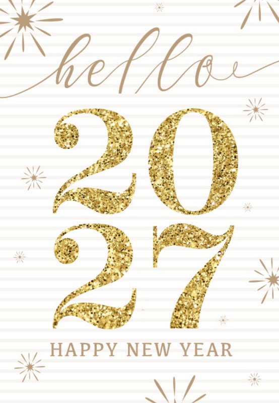 Hello New Year card front