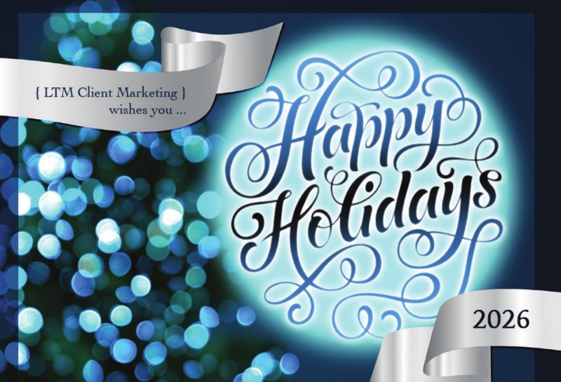Silver and Blue Holiday card front